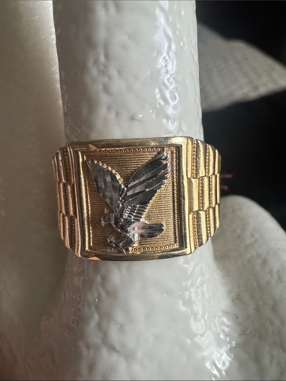 14K Gold- Gold-Tone Men’s Eagle Signet Ring - Classic Statement (10,5)